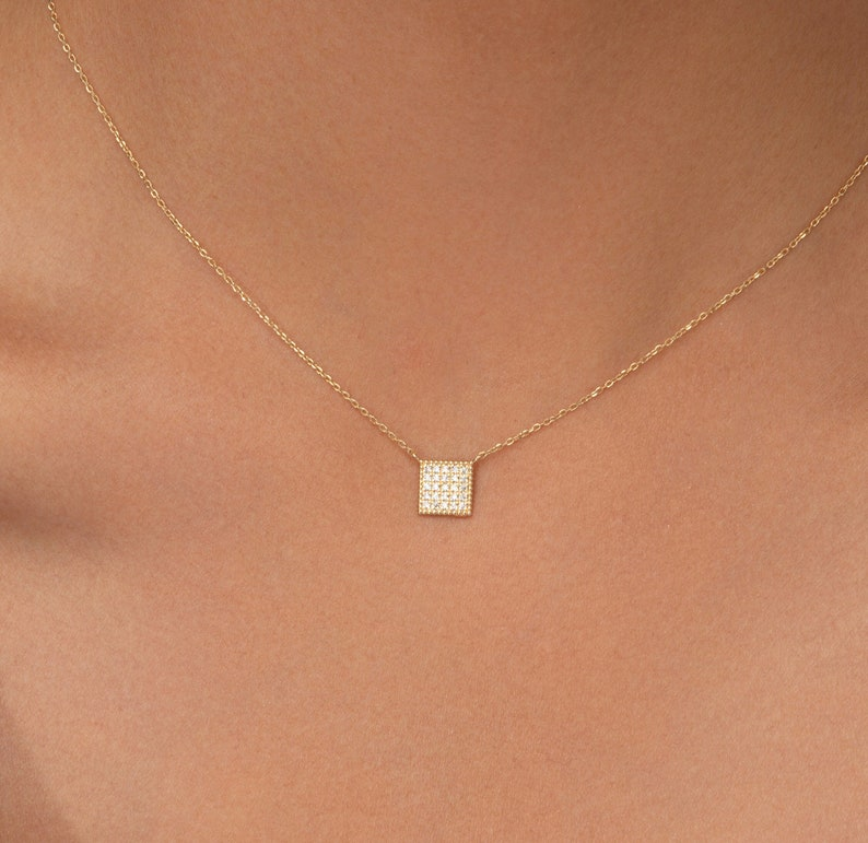 0.12 Ct 14K Gold Pave Diamond Necklace