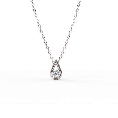 14K Minimalist Solid Gold Diamond Solitaire Dainty Necklace