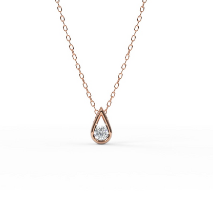 14K Minimalist Solid Gold Diamond Solitaire Dainty Necklace