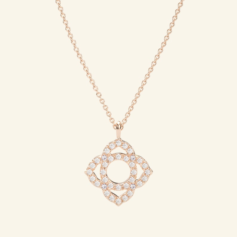 Clover 14K Gold Leaf Dainty Diamond Necklace