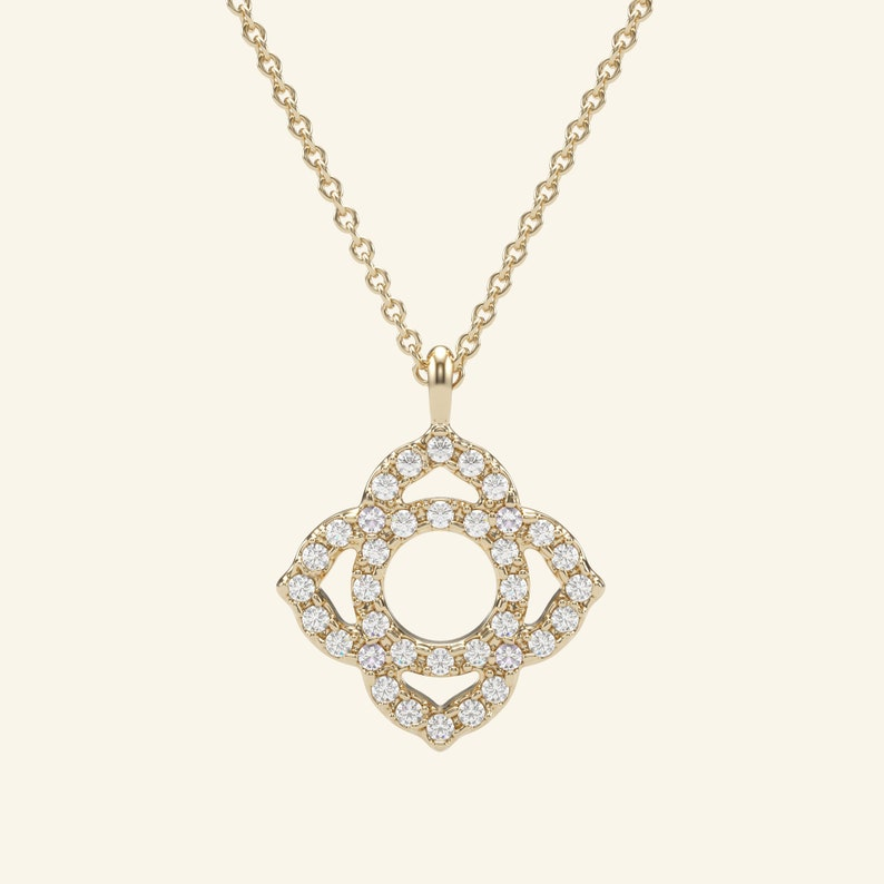 Clover 14K Gold Leaf Dainty Diamond Necklace