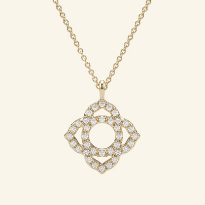 Clover 14K Gold Leaf Dainty Diamond Necklace