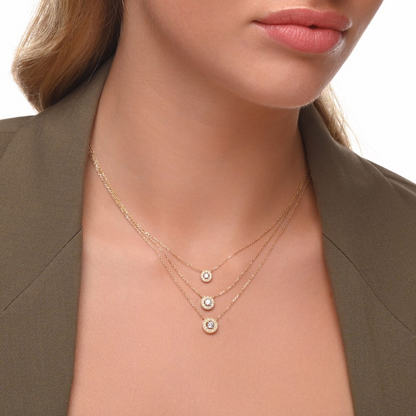 14k Gold Diamond Dainty Halo Bridal Necklace