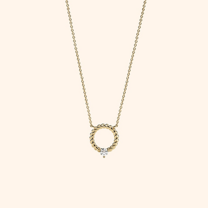 14k Solid Gold Diamond .10ct Round Necklace for Women