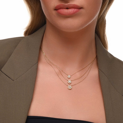 14k Gold Diamond Dainty Halo Bridal Necklace