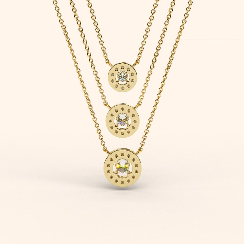 14k Gold Diamond Dainty Halo Bridal Necklace