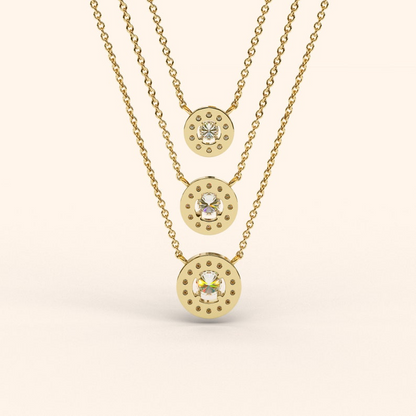 14k Gold Diamond Dainty Halo Bridal Necklace