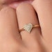 14K Heart Pave Diamond Solid Gold Love Ring