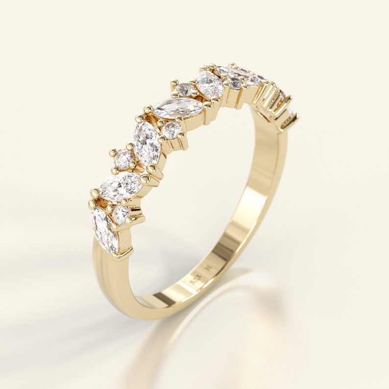 0.9ct Marquise Diamond Engagement Gold Ring