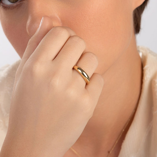 14k Gold Dome Statement Chunky Classic Dome Ring