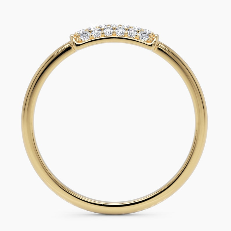 14k Solid Sparkle Women Minimalist Gold Ring