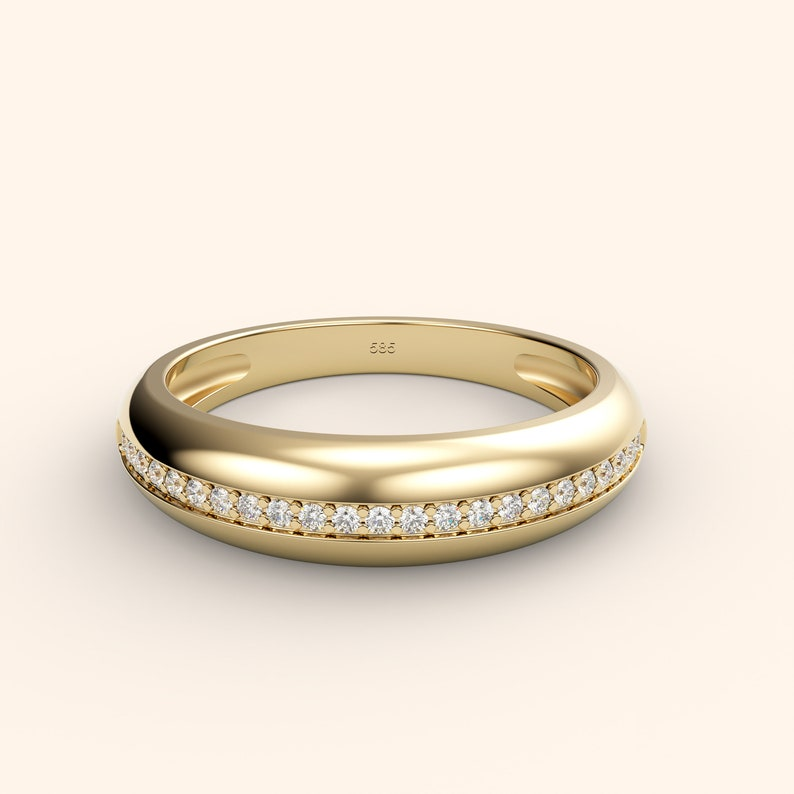 Diamond Dome 4k Solid Gold Band Chunky Ring