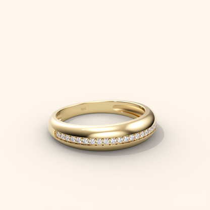 Diamond Dome 4k Solid Gold Band Chunky Ring