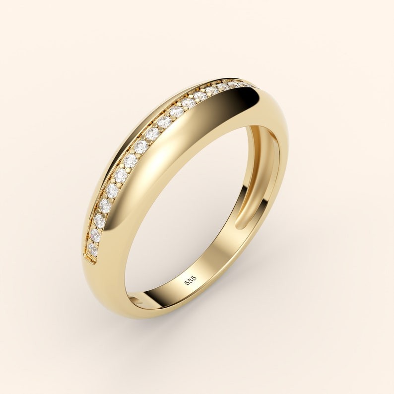 Diamond Dome 4k Solid Gold Band Chunky Ring