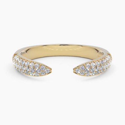 14k Claw Solid Gold Stackable Thin Spike Diamond Ring