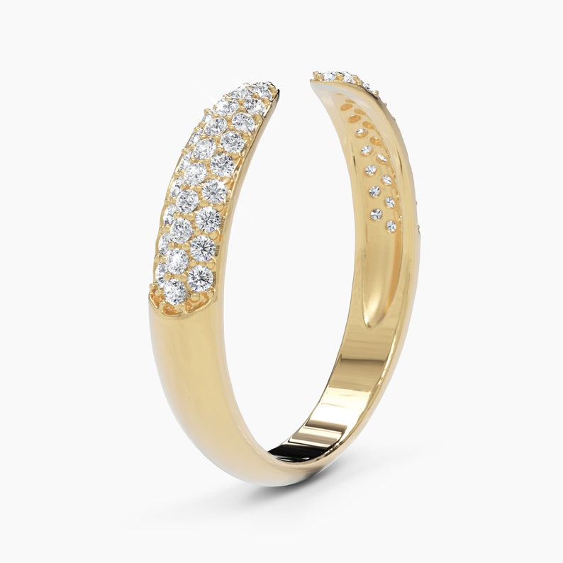 14k Claw Solid Gold Stackable Thin Spike Diamond Ring