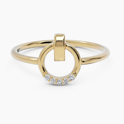 14k Solid Gold Unique Dainty Circle Shaped Ring