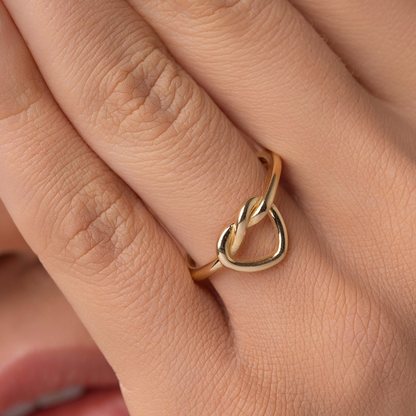 14k Solid Gold Dainty Love Heart Stacking Minimalist Ring