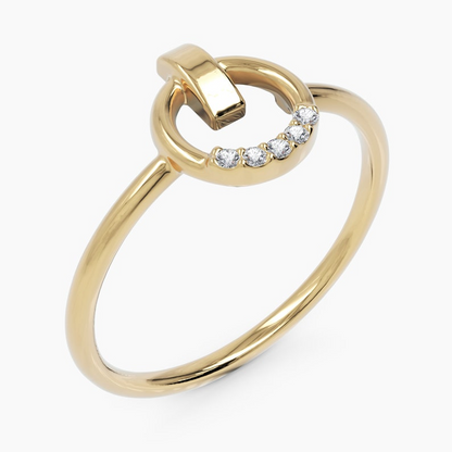 14k Solid Gold Unique Dainty Circle Shaped Ring