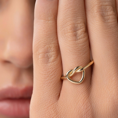 14k Solid Gold Dainty Love Heart Stacking Minimalist Ring