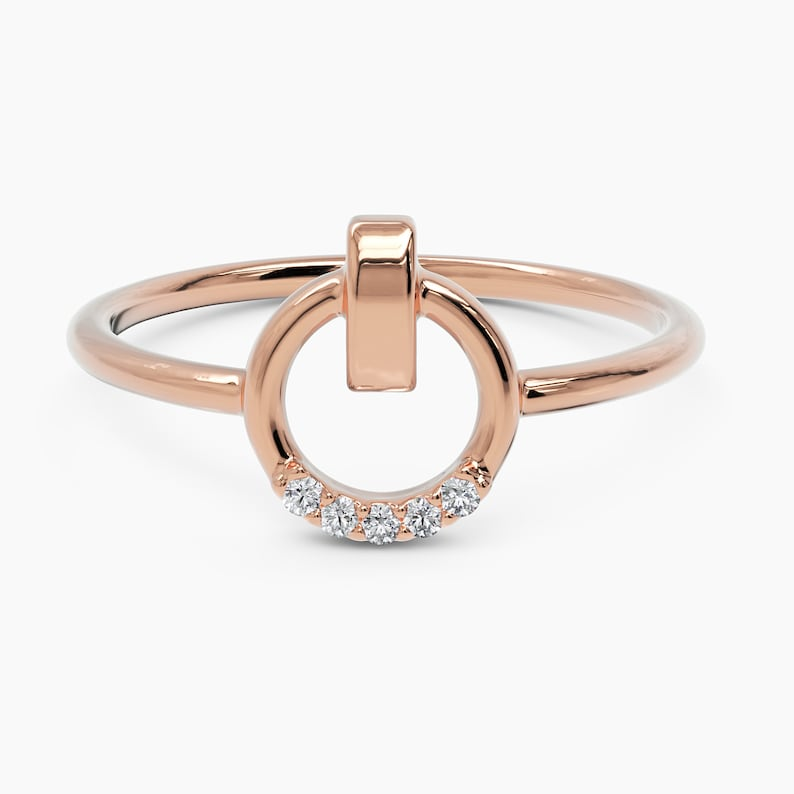 14k Solid Gold Unique Dainty Circle Shaped Ring