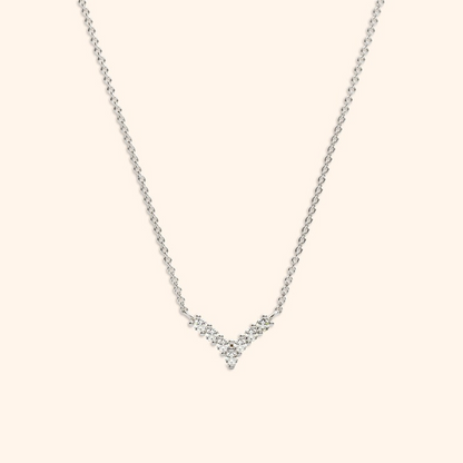 14k Solid Gold Diamond Chevron V Necklace